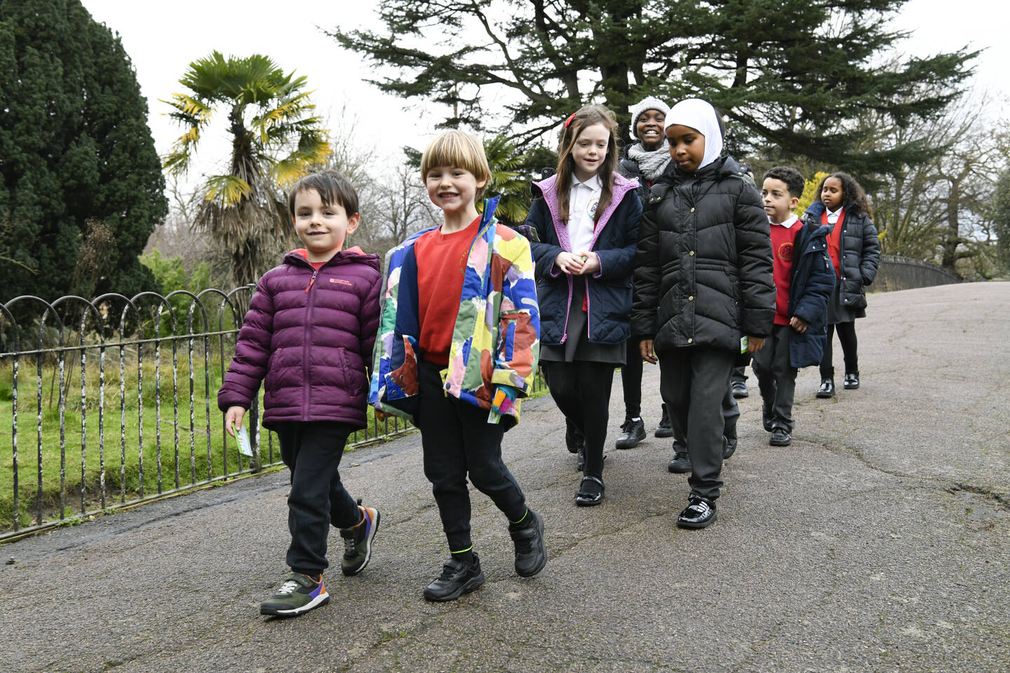 A group of children out walking